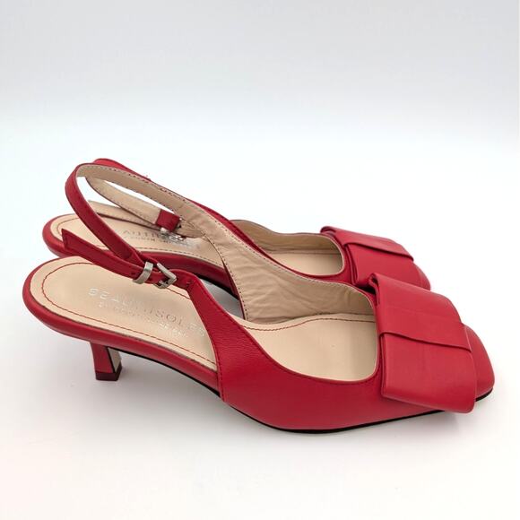 Beautiisoles Makayla Red Leather Comfortable Kitten Heel Women's Size US7 EU38 - Picture 3 of 11